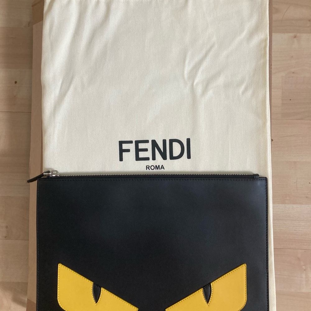 FENDI Bag Bugs Leather Pouch Clutch - Picture 5 of 8